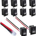 DaierTek Mini ON and Off Rocker Switch 12V 20A T85 2 Pin SPST Small ON Off 120V 10A Rocker Toggle KCD1 Switch Pre-Wired Black for Automotive, Car -10Pack