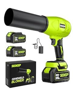 Sedeep Leaf Blower Cordless with Battery and Charger, 980, 000 RPM, Extended Nozzle, Lightweight Handheld Design, Blower for Patio Cleaning, car Blowing Water, Blowing Leaves and Dust