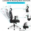 Ticova Ergonomic Office Chair - High Back Desk Chair with Adjustable Lumbar Support, Headrest & 3D Armrest - 130Rocking Mesh Computer Chair, 70D x 26W x 54H cm