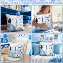 Kathfly Cojines para 15 Aos De Quinceaera Decoration 16 x 16 Inche Blue Quinceaera Pillow Gifts Mis Xv Aos Throw Pillow Sweet for Daughter Sister Friend 15th Birthday Gifts
