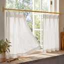 StangH Ivory White Pinch Pleated Linen Cafe Curtains, 26x20inches, 2 Panels
