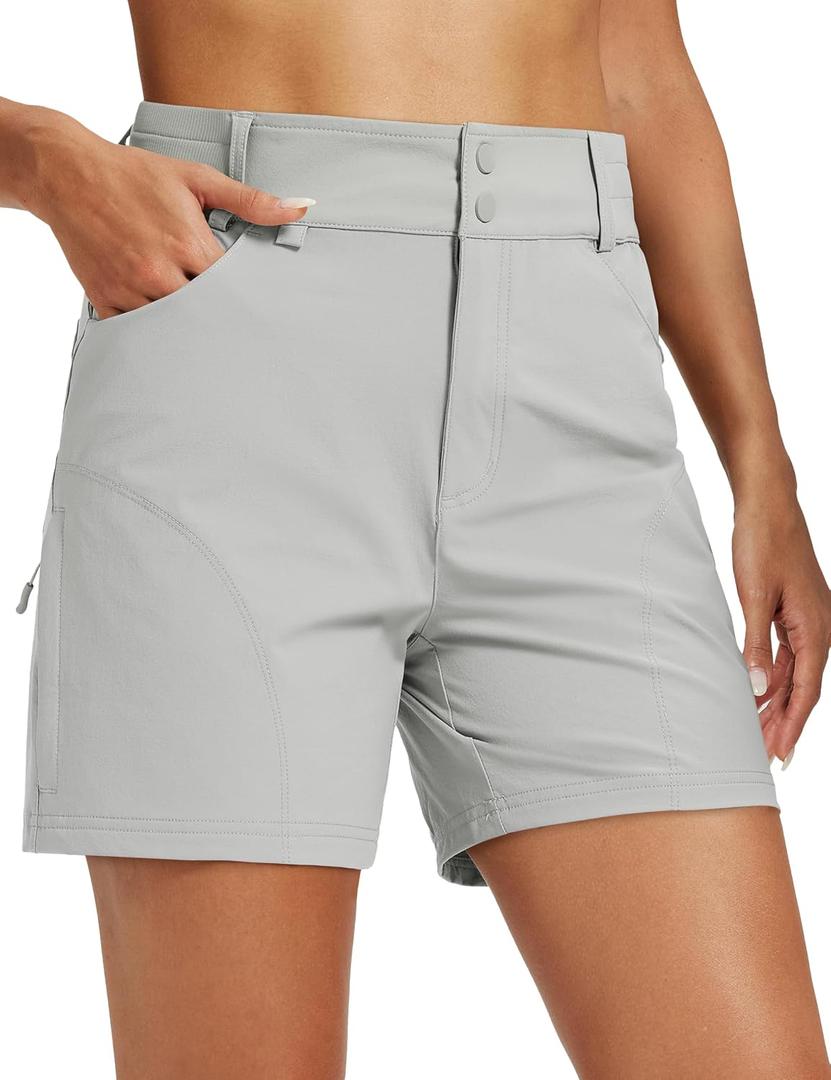 MAGCOMSEN Womens Hiking Cargo Shorts Golf Athletic Lightweight Water Resistant Shorts with Pockets for Summer 5 Inch, S