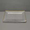 FOCUSLINE 8 PCS Plastic Serving Trays for Party, Clear and Gold Rim Serving Platters and Trays, Premium Plastic Fruit Tray, Disposable Platters for Cupcake, Dessert, Appetizers