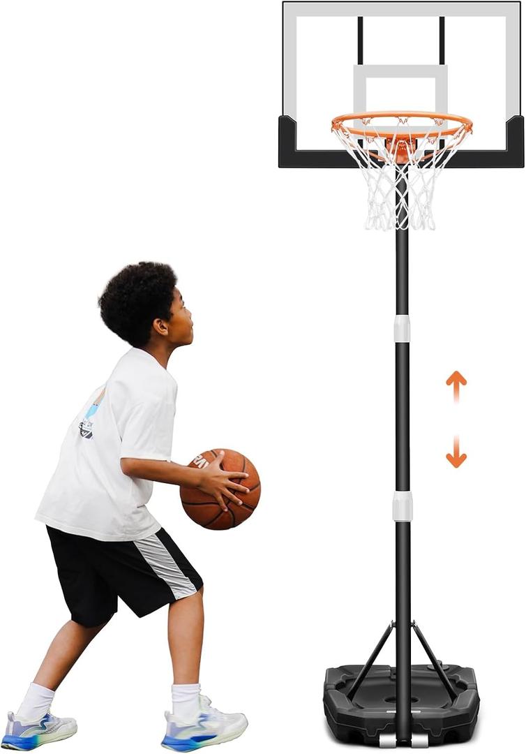 Seray Kids Basketball Hoop Outdoor 3.2-7.2/10FT 10s Adjustable, Basketball Hoop Gift for Kid/Adult/Toddler in Pool/Backyard/Indoor, Portable 40/29 in Shatterproof Backboard, Goal, Large Base