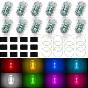 Xuhal 12 Pcs Wireless LED Strobe Lights with Remote Control 8 Colors RGB High Brightness Waterproof Anti Collision USB Emergency Warning Lights for Car Motorcycle Truck Rc Aircraft Bike