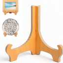 Plate Stand for Display, 6 Inch Plate Holders for Displaying Wooden Folding Picture Frame Holder Tabletop Saucer Rack Bamboo Decorative Table Top Easels for Tables Platter Dish Book Photo and Plaque