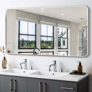 Delma Bathroom Vanity Mirror, Black Framed Bathroom Mirror for Over Sink, High-Definition Bathroom Mirror, Versatile Bathroom Vanity Mirror, Hangs Horizontally or Vertically(50x30, Silver)