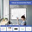Monthly Whiteboard Calendar for Wall, 24" x 18" Dry Erase Board with Plastic Frame, Hanging Dry Erase Calendar with 3 Mini Sticky Notes for Kitchen Planner, Memo, Home and Office, Black