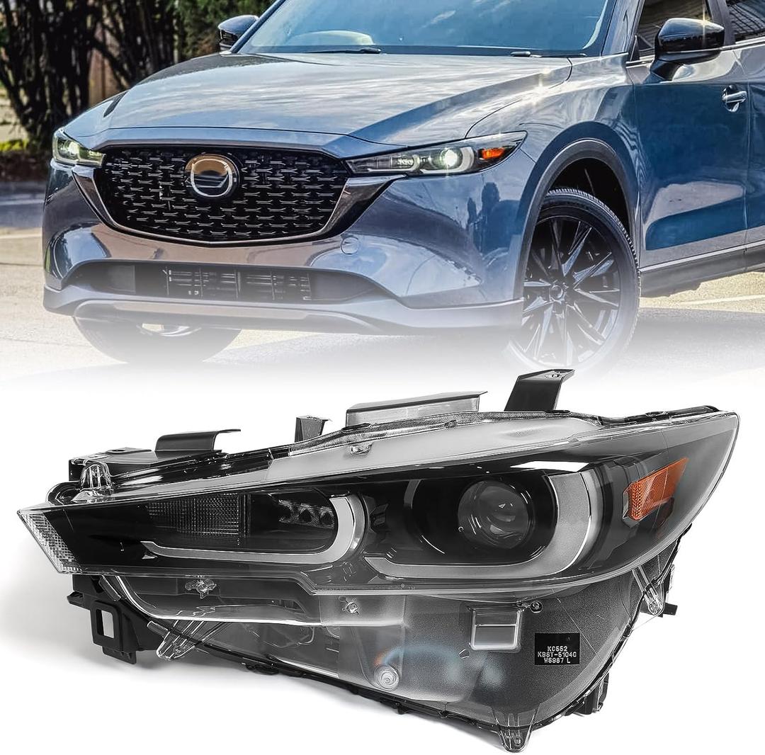 Huray Headlight Assembly for Mazda CX-5 CX5 2022 2023 2024 w/o AFS LED DRL LH Front Projector Headlamp OE Factory Replacement for KPF151030 Left Driver Side