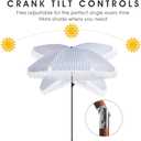 7.5Ft Patio Beach Umbrella with Fringe & Tassel, UPF50+ Push Button Tilt & Crank, Ideal for Garden, Lawn, Deck, Yard & Pool