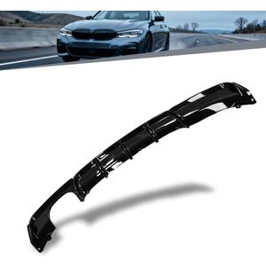 Rear Diffuser Compatible with 2012-2018 FIT BMW 3 Series F30 Sedan M Sport Bumper Only, M Performance Style, Polypropylene (PP) Black, Left-Side Twin Outlet (328i/330i Spec)