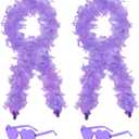 2 Pcs Feather Boas with Heart Rimless Sunglasses4 ft Feather Boa Halloween Christmas Bachelor Party Pack Accessory