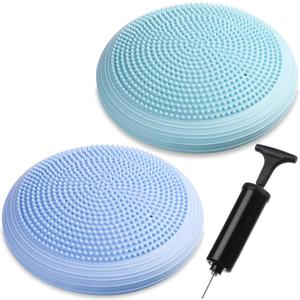 Libima 2 Pcs Wobble Cushion with Inflation Pump Wiggle Seat Flexible Sensory Seating Balance Disc Board for Men Women Physical Exercise Improving Posture Home Office (Blue)