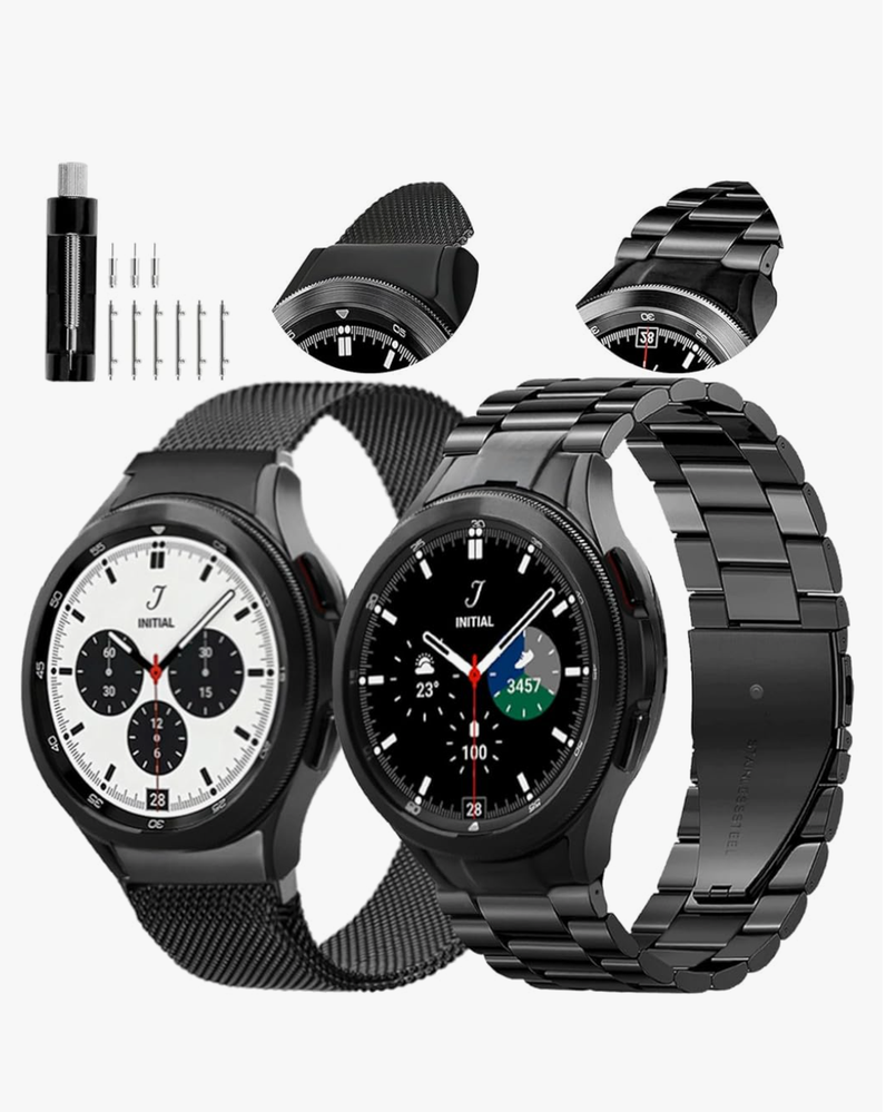 GOLDTOLUCK No Gap Stainless Steel Band Compatible with Samsung Galaxy Watch 8 7 6 5 4 Classic FE Pro Ultra 40mm 44mm 46mm 43mm 47mm 45mm 42mm Replacement Men Women Milanese Metal Elegant Casual pack of 2