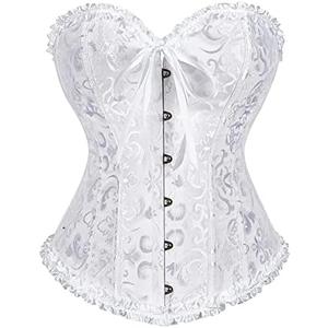 SZIVYSHI Corset Tops for Women, Bustier Shapewear Lingerie, Lace Waist Push Up Bodysuit, Large