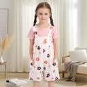 Toddler Baby Girl Summer Outfit Short Sleeve Ribbed Tops + Flower Suspender Overalls Shorts Set Kids Cute Clothes (Pink)