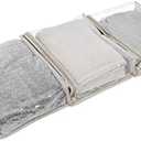 Household Essentials Under Bed Zippered Sweater Storage Bags with Clear Vision Panel, Set of 3, Silver,Gray