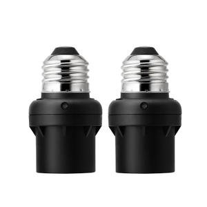 DEWENWILS Light Sensor Socket, E26 E27 Dusk to Dawn Sensor Socket, Light Bulb Socket for Light Fixtures, Compatible with Incandescent/CFL/LED/Halogen Bulbs, Black, 2 Pack