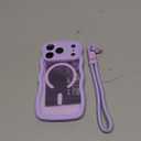 DOMAVER for iPhone 17 Pro Case for Women, 1X Screen Protector+1X Wrist Strap, [Compatible with MagSafe] [Full Camera Protection] Cute Wave Frame Matte Phone Case for iPhone 17 Pro 6.3", Light Purple