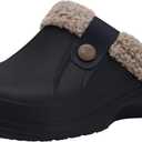 Beslip Classic Fur Lined Clogs Waterproof Winter Fuzzy Slippers for Women Men Indoor and Outdoor (6-7 Women/4.5-5.5 Men, Black/Khaki)