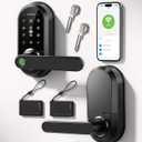 Smart Lock Keypad Door Lock with Handle, WiFi Keyless Entry Door Lock with Handle,Door Keypad Locks with Alexa & Google Assistant,Voice Control & APP Remote,Fingerprint,Key Fob,PIN Unlock,Auto Locking