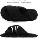 GOEWY Slippers for Women Memory Foam House Bedroom Corduroy Crossbands Open Toe Slides Sandals Shoes Comfy Trendy Gift for womens Anti-Skid sole Size 38/39