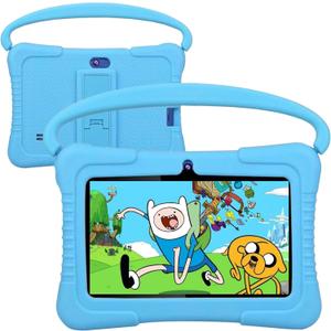 Kids Tablet, 7 inch 32GB Android Tablet for Kids, Toddler Tablet with Bluetooth, WiFi, Parental Control, Dual Camera, GMS, Shockproof Case, Kids App Pre-Installed (Blue)