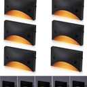 [6 Pack] Cloudy Bay Low Voltage LED Step Lights Outdoor, Surface Mount/J-Box Mount 2200K/2700K/3000K/4000K/5000K Selectable,12V-24V 3W Landscape Stair Lights,Aluminum,Metal Black