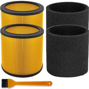 2 Pack Foam Replacement Filter Compatible with Vacmaster Shop Vac 5 to 20 Gallon, Vac Master VCFS Standard Disposal Cartridge Filters For Hart Wet/Dry Vacuums,with 2 foam sleeves