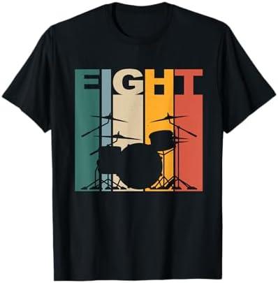 8 Year Old Shirt 8th Birthday Boy Drummer Drums Drumming T-Shirt, S