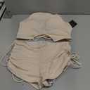 Women High Waisted Shorts Bikini Sets Tummy Control Swimsuit Two Piece Halter Drawstring Bathing Suit (Beige, M)