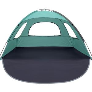 WhiteFang Beach Tent Anti-UV Portable Sun Shade Shelter for 3 Person, Extendable Floor with 3 Ventilating Mesh Windows Plus Carrying Bag, Stakes and Guy Lines (Beach Glass)