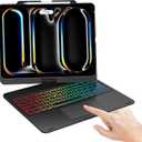 Swivel Keyboard Case for iPad Pro 13 inch (M5/M4) & iPad Air 13 (M4/M3/M2) & iPad Pro 12.9 (6th/5th/4th/3rd Gen), Rainbow Backlight,Multi-Touch Trackpad, 360° Rotatable Protective Case with Pen Holder