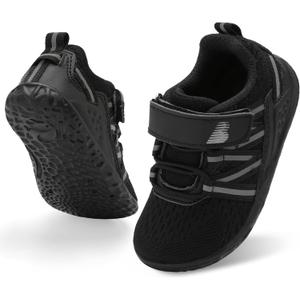 BARERUN Baby Sneakers Toddler Shoes Soft Anti-Slip Sole Newborn First Walkers Infant Toddler Breathable Athletic Running Shoes (Black)