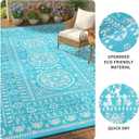 Garvee Reversible Outdoor Rug 6x9 for Patio, Waterproof Outdoor Area Rug, Modern Medallion Indoor Outdoor Rugs, Plastic Straw Rug for RV, Camping, Deck, Vintage Blue