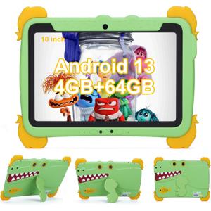 C idea Kids Tablets 10.1 inch,Upgraded Android 13 Tablet for Kids,Children Tablet 4GB RAM+64GB ROM(1TB TF), FHD IPS Screen,5 Hours Battery,5G WiFi,Great Gift for Toddler(Green)