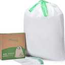 TYPLASTICS Drawstring Trash Bags, 30 Gallon Multipurpose Heavy Duty Garbage Bags, 65 Count (White)