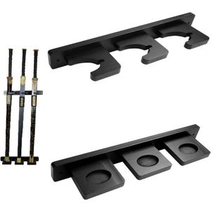 Vertical Katana Wall Mount Holder, Adjustable Samurai Sword Wall Hanger, Bamboo Slanted Display Rack for Wakizashi Ninja Tanto Spear Blade Collection, 3-slot