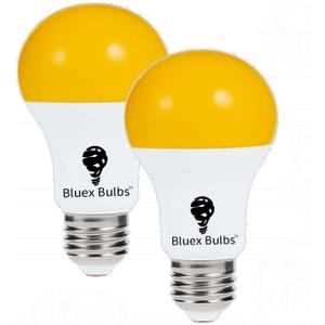 2 Pack LED Dusk to Dawn A19 Bug Light Bulbs, Yellow Amber Light With Automatic Sensor, Porch Lights Security, Auto On/Off, 2000K E26, 500 Lumens