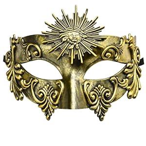 KEFAN Greek Roman Masquerade Mask Halloween Mask Venetian Mardi Gras Mask for Men (Antique Gold)
