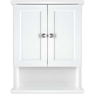 MCS 23x18 White Medicine Cabinet Organizer, Wall Mounted 2-Door Bathroom Cabinet for Over-The-Toilet Storage, Bathroom Furniture & Restroom Organizer