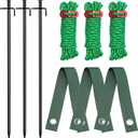 Kingsyard Tree Stakes and Supports, 16 Inch 3 Pcs Steel Heavy Duty Tree Stake Kit for Leaning Young Trees Straightening Kit Against Bad Weather, with 6Pcs Straps & 6Pcs 13ft Anchor Ropes