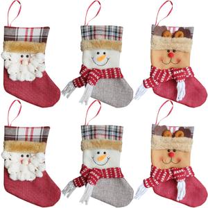 Hedume 6 Pack Christmas Stocking, Mini Xmas Stockings Decoration, Santa, Snowman, Reindeer for Christmas Tree Fireplace Hanging and Party Decor