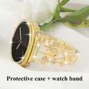 Bling Band with Case Compatible for Samsung Galaxy Watch 8 40mm 44mm, Women Diamond Butterfly Metal Bracelet Rhinestone Strap with Protector Case