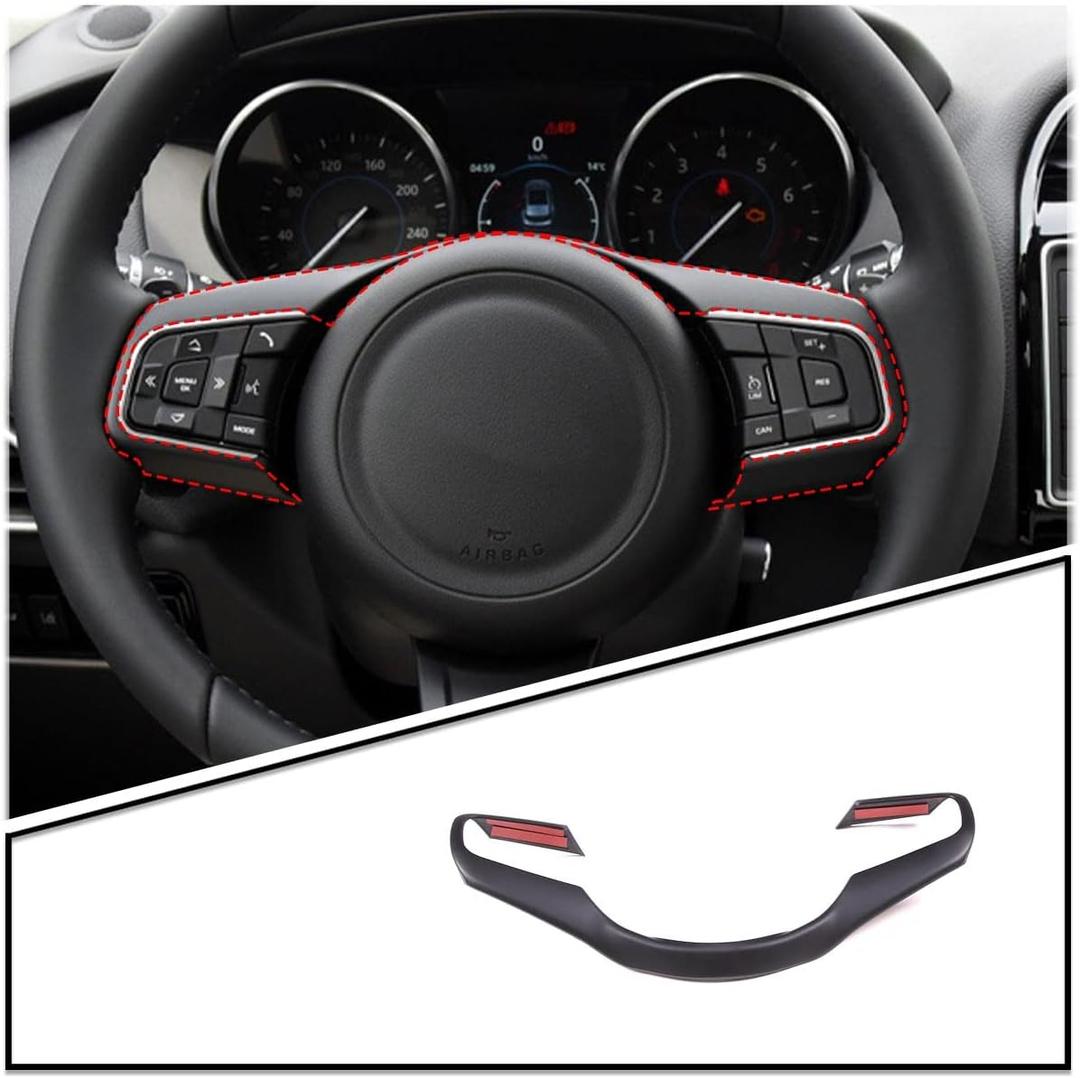 Daeiclru Car Steering Wheel Cover Trim Compatible with Jaguar F-Pace F-Type XF XF XFL 2016-2019, Steering Wheel Decoration Frame Accessories (Matt Black)