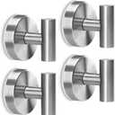 Towel Hooks Shower Suction Hook Towel Hanger for Bathroom Hanging Coat, Robe, Removable Wall Mounted Hook for Bedroom Kitchen Hotel Pool Brushed Nickel(4-Pack)