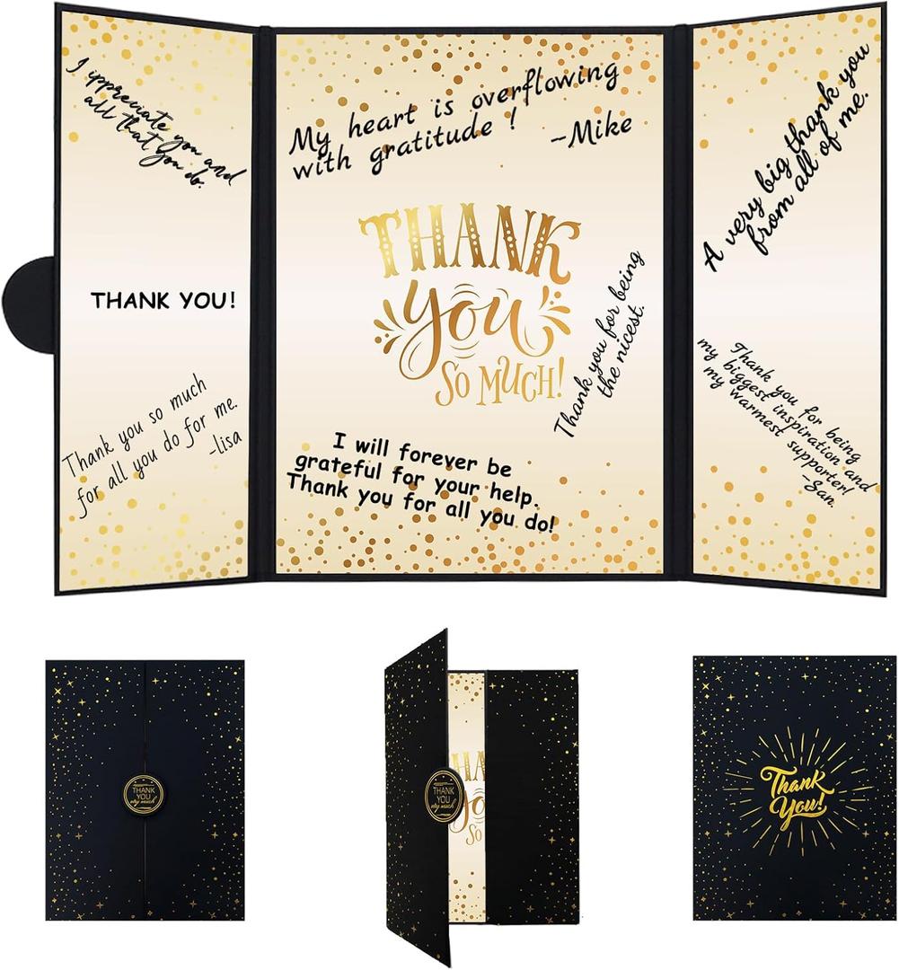 Vlipoeasn Thank You Card Guest Book Alternative, Black Gold Thank You All You Do, Thank You Sign,Graduation Retirement Office Party Decor, Thanks to Staff Teacher Professor Doctor Nurse Decoration