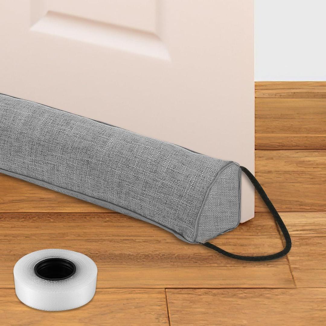 Under Door Draft Stopper,36 inches Triangle Door Draft Blocker with Hanging Loops,Under Door Wind Soundproof Insect Light Blocker, Weather Guard Stripping for Air Seal Insulation (Gray, 36 in)
