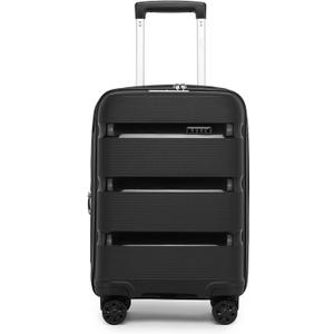 Kono Carry On Luggage 20 Inch Expandable 22x14x9 Airline Approved Hard Shell Travel Trolley 4 Spinner Wheels Lightweight Polypropylene Suitcase with TSA Lock, Black