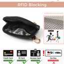 Wristlet Keychain Wallets for Women RFID Blocking Credit Card Holder Small Zipper Coin Purse Change Pouch with ID Window and Detachable Wrist Strap Khaki Black Checkered